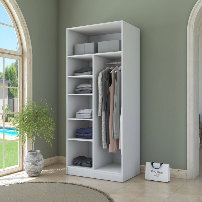 Hanah Home Armario Blanco con Estanterías Hanah Home Armario Blanco con Estanterías